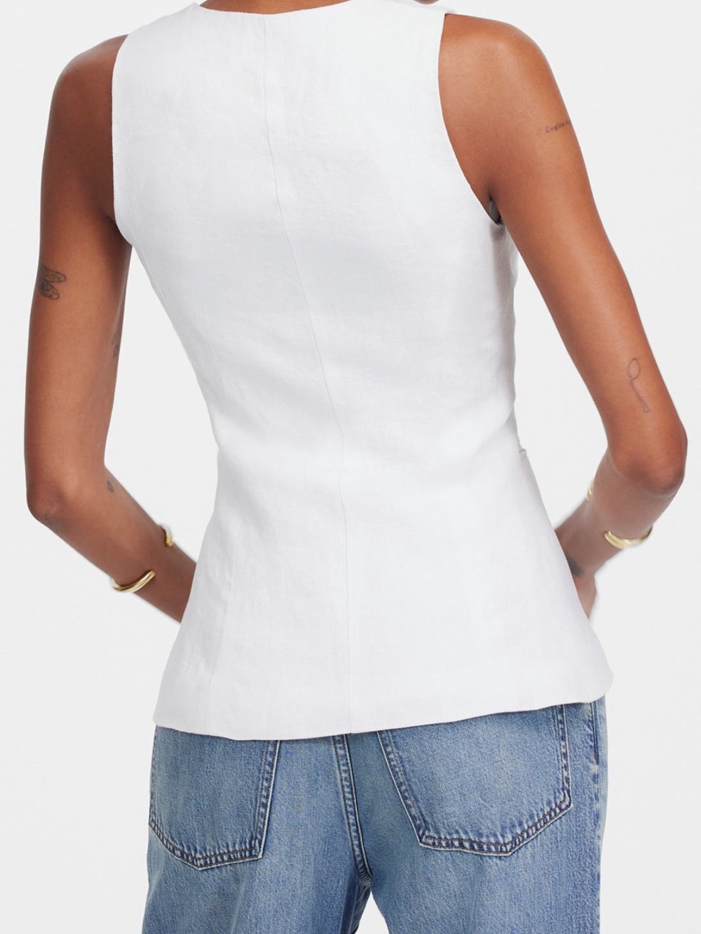 NWT Madewell Linen Scoop Neck Cutaway Vest - Picture 2 of 5